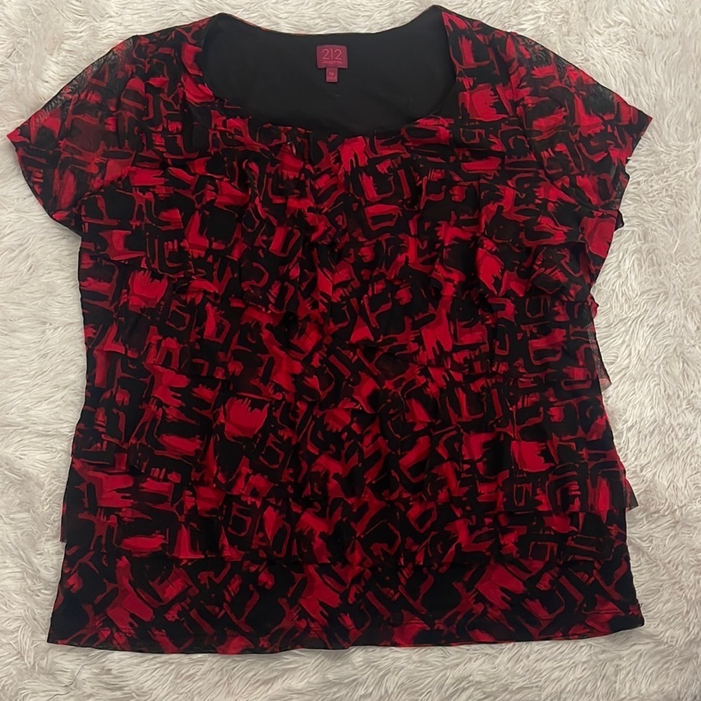 Nice 212 Collection red and black blouse 1X